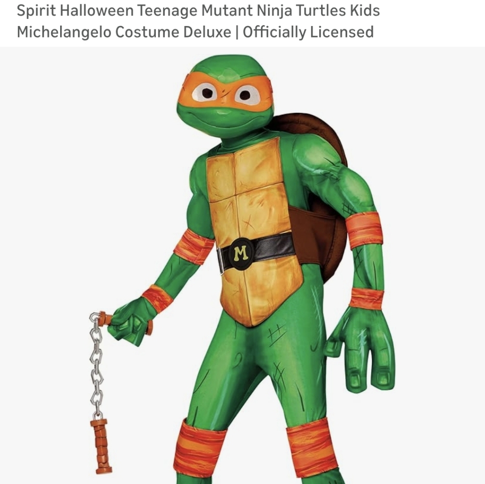 Spirit Halloween Michelangelo Ninja Turtle Costume for Kids